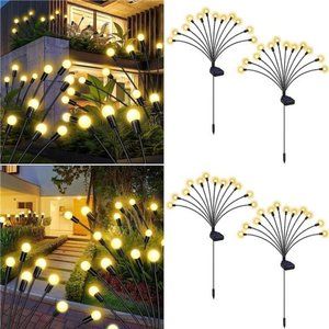 4 Pack 12 LED Solar Garden Lights, Firefly Lights Solar Outdoor Waterproof